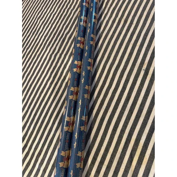 Vintage Teddy Bear Heart Navy Blue Gift Wrapping Paper Rolls Set of 2 Nursery