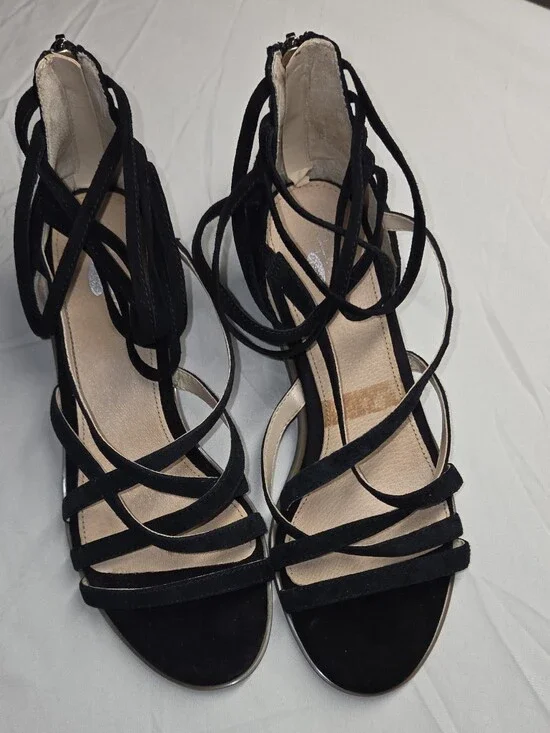 Women's Size 7 Doctor scholls wedges Black Suede Lace-Up Wedge Sandals