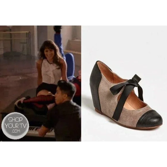Vintage Jeffrey Campbell Wedge 6 Mary Jane ASO Lea Michelle Glee Leather Ynez