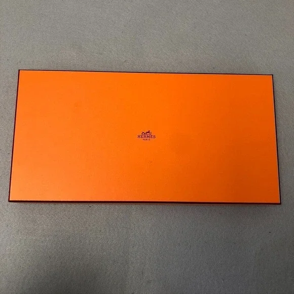 Authentic‎ Hermes Orange Storage Gift Box Empty 14.5x7.5x1.5 Small Rectangle