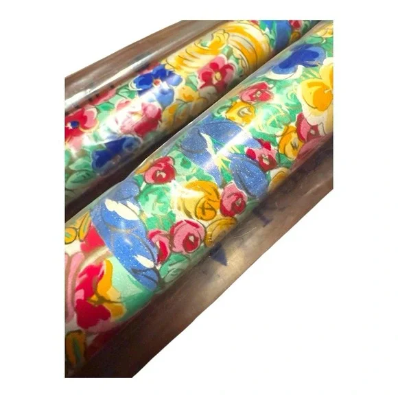 VTG 70s Cottage Core Shabby Chic Whimsical Floral Pastel Gift Wrap Paper‎ LOT 2