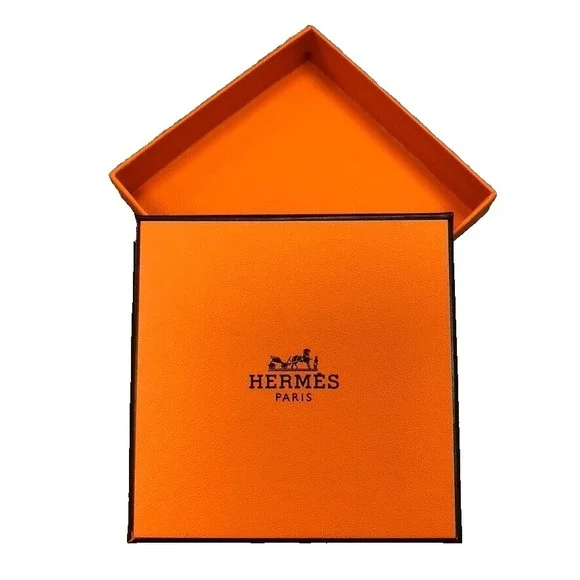 Authentic‎ Hermes Orange Gift Box Empty  Square 3.5x3.5x.75 Small Storage