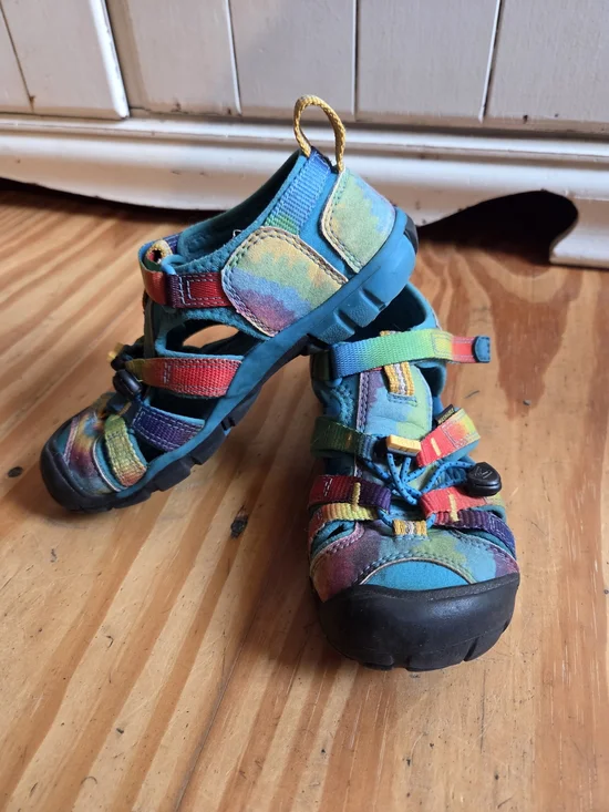 Keen Kids Teal Sandals with Rainbow Straps