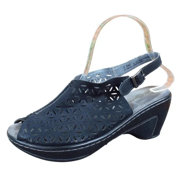 J-41 Adventure On Womens Wedge Sandals Size 7.5 Outdoor Travel Black Synthetic
