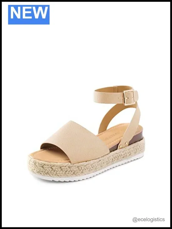 Platform Espadrille Wedge Sandals with Ankle Strap and Cushioned Footbed
