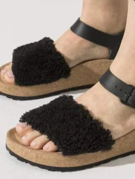 NEW Papillio Glenda Teddy Sandal ~ Black ~ Size 40