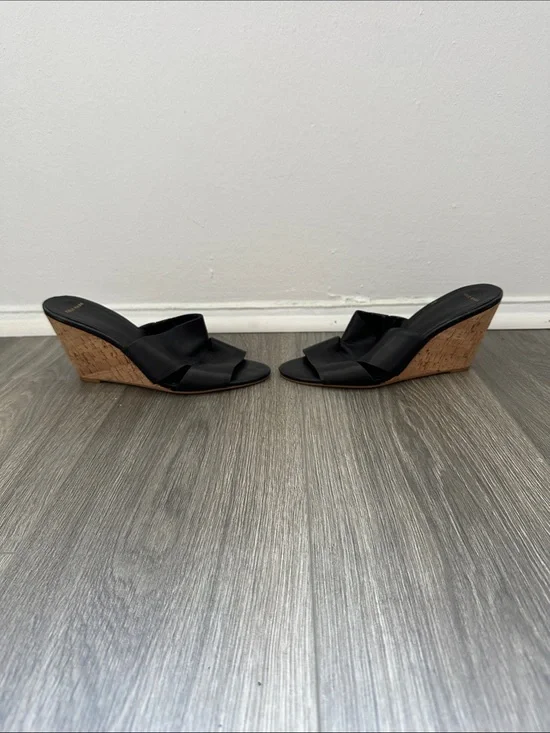 Cole Haan Black Cork Wedge Slide
