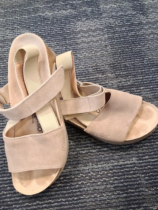 Papillio By BIRKENSTOCK Blush Suede Slingback Wedge Sandals SZ 38