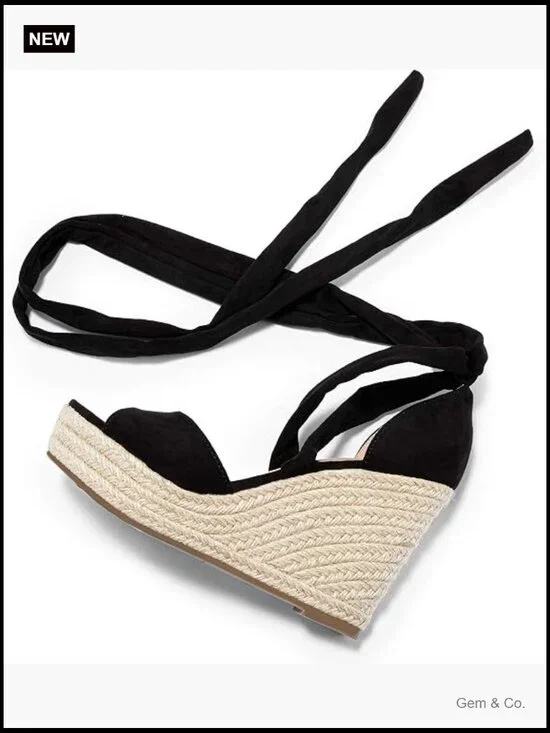 Lace Up Espadrilles Platform Wedges Sandals Heels Ankle Strap Summer Shoes