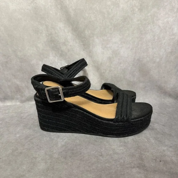 Torrid‎ Espadrille Wedge Sandals Womens 10.5WW Black Excellent Platform Boho