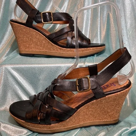 Indigo by Clarks 3.5” cork‎ wedge with black leather straps. Size 10 worn once 5