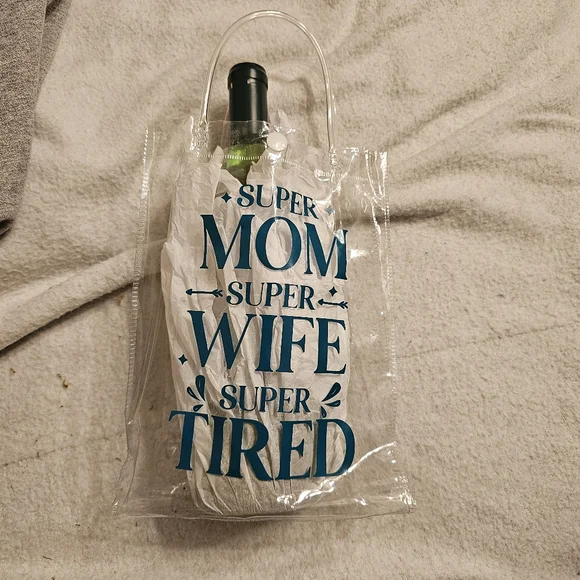 Handmade Beautiful Beacons Mom Themed Wine Gift Bag Clear