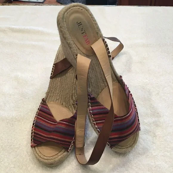 Just Fab Laura sandal size 10 rainbow brown strap