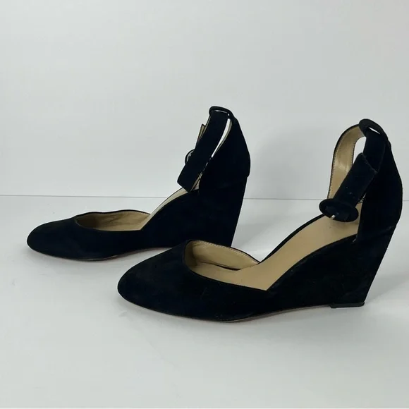 ANN TAYLOR Black‎ Suede Wedges Sz 9