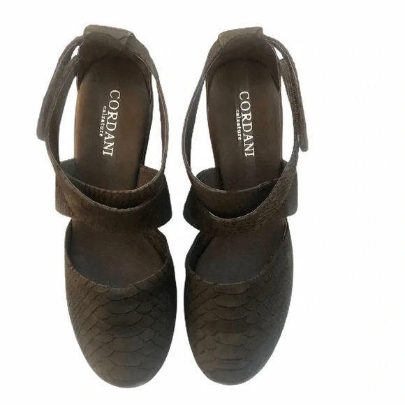 NEW Cordani Brown Snakeskin Leather Wedges  40