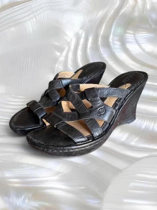 Vintage Born Leather Wedge Heels