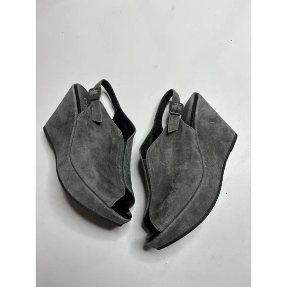 Cordani Suede Peep Toe Platform Wedge Slingback Sandals Made Italy EU 40 US 9