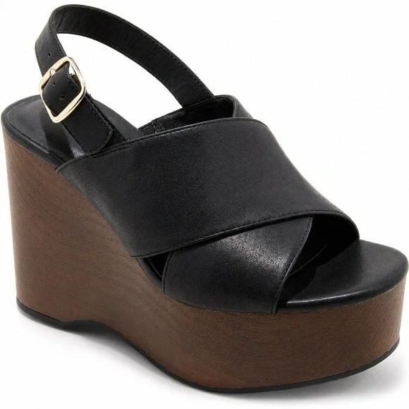 Women's Naomi Wedge Sandals by Universal Thread Black Size 11 New With Tags