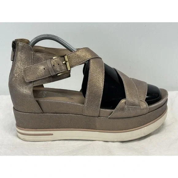 Eileen Fisher Metallic Boost Wedge Sandal Sz 10 Shoes Platform