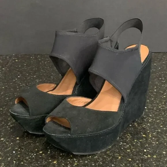 Donald J. Pliner LEEE Black Suede Platform Sandals