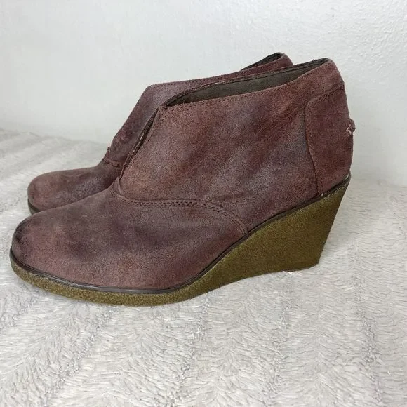Sperry Harlow Brook Ankle Wedge Boots‎ Brown Leather Women’s 8.5M