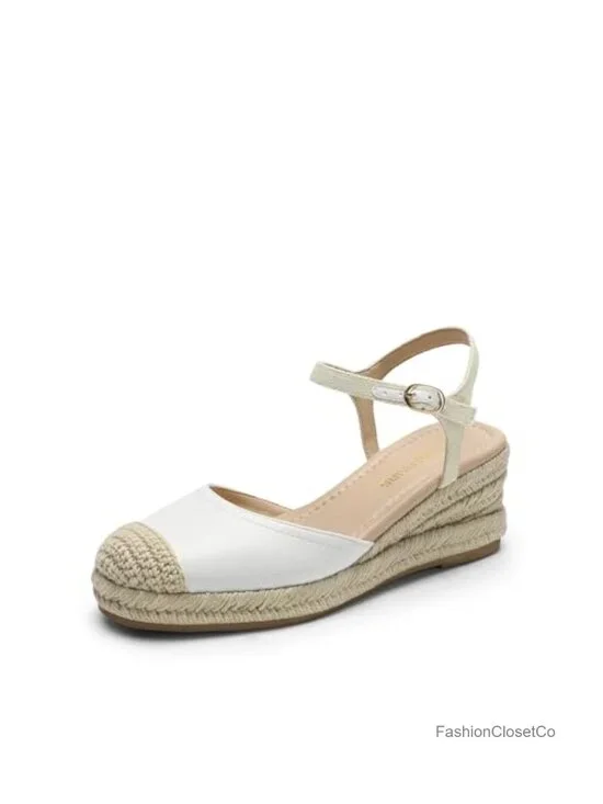Strappy Espadrille Platform Wedge Sandals, Faux Leather, 2.3