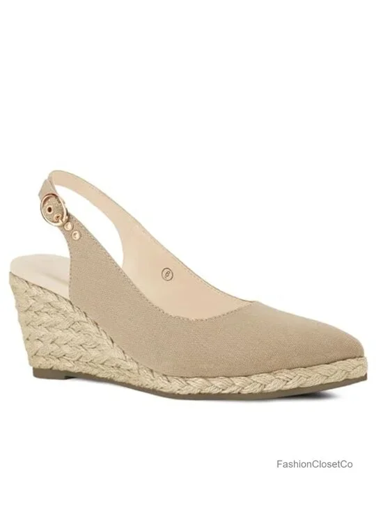 Canvas Espadrille Wedge Sandals Closed Toe Slingback Buckle