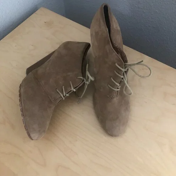 Aldo Suede Leather Wedge Bootie Women's EUR 40 US 9-9.5 Tan Chunky Sole NEW