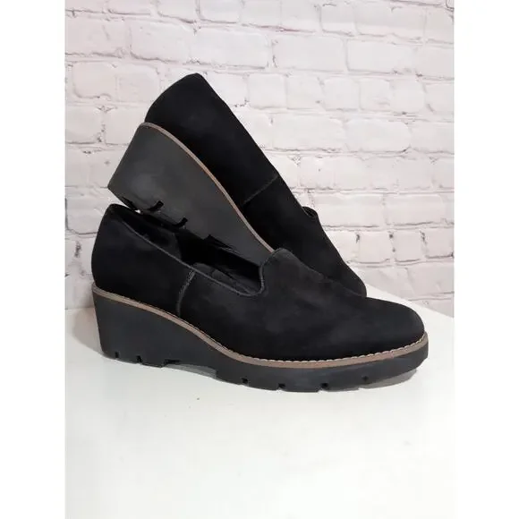 Vionic Women's Size 10 Willa Wedge Water Repellent Black Suede Euro 41