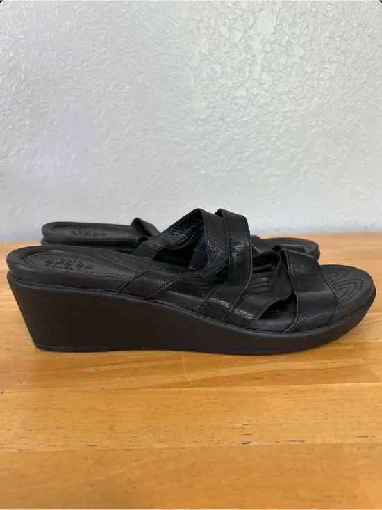 Crocs Dual Comfort Black Wedge Slide Sandals Women’s Size 8