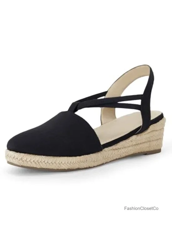 Women's Platform Wedge Espadrille Sandals Slingback Slip On Closed Toe Shoes