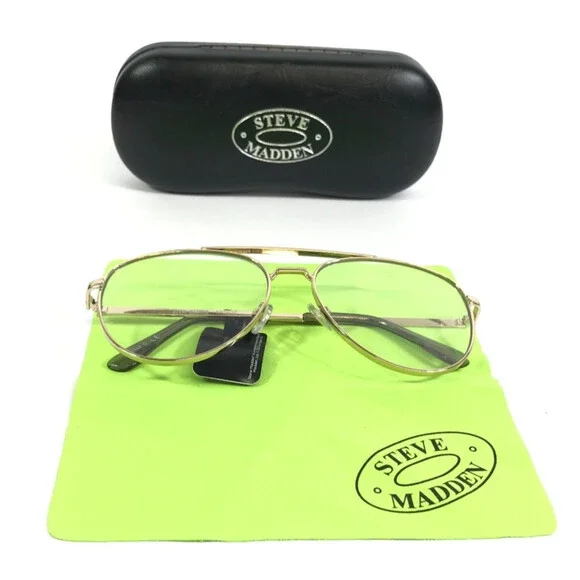 Steve Madden Blue Light Glasses SR0920 Shiny Gold Aviator Oversized 59-17-140