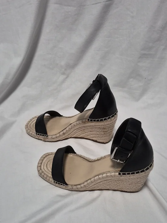 Vince Camuto Black Espadrille Wedge Sandals with Ankle Strap 8