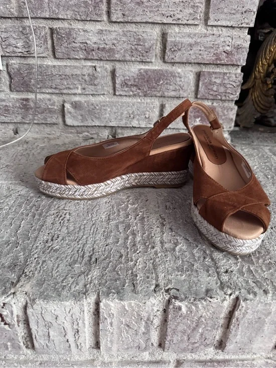Patricia Green Brown Suede Slingback Wedge Sandals - Platform Espadrille Style