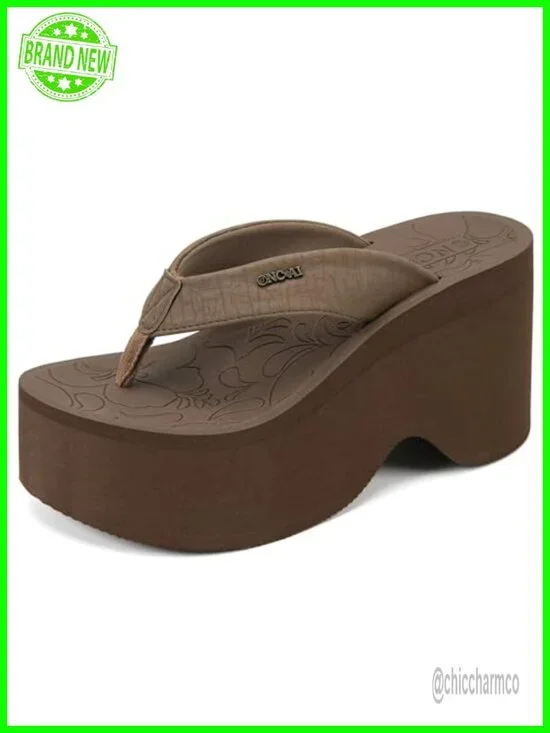 Platform Wedge Sandals with Arch Support PU Leather Upper Non-Slip Rubber Soles