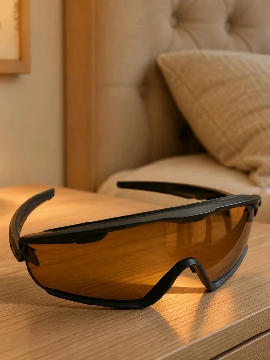 Oakley Black Performance Sports Sunglasses with Amber Lens