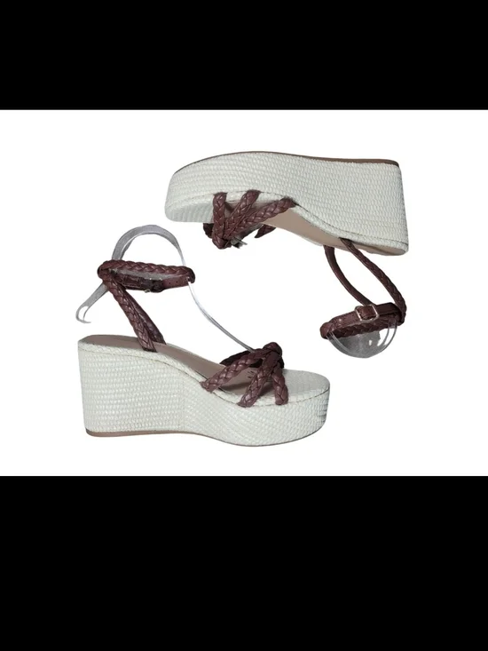 Antonio Melani Braided Strap Brown Platform Wedge Sandals - Women