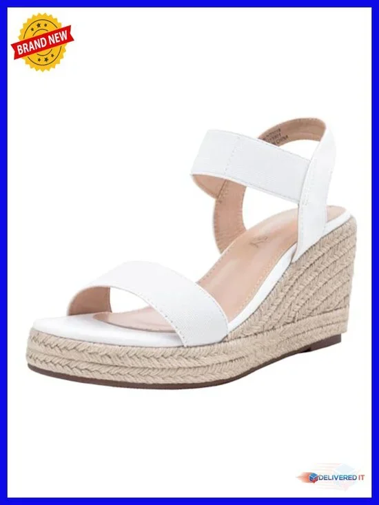 Women's Espadrille Wedge Platform Sandals with Ankle Strap - 3.5
