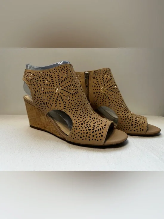 Alex Marie- Maiya- Pink Marble Cork Wedge Sandals- 8.5