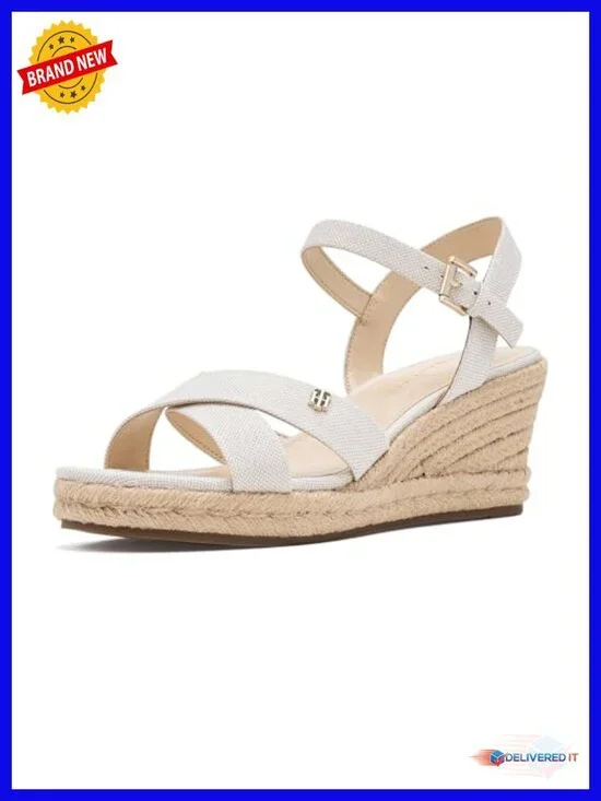 Espadrille Wedge Sandals with Adjustable Ankle Strap