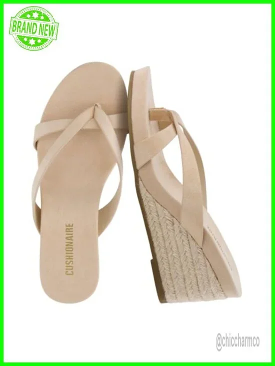 Espadrille Wedge Sandals Thong Platform Flip Flops Slip-On Cross Strap