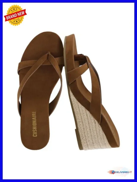 Espadrille Wedge Sandals for Women - Thong Platform Flip Flops with Cross Strap