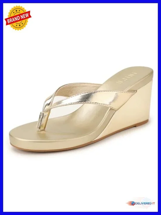 Women's Platform Wedge Thong Flip Flops Slip On Sandals Cushioned Summer Beach
