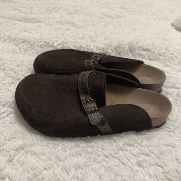Birkenstock Eaton Leather Suede  Color Brown Regular Wide Mens 9 Women 10