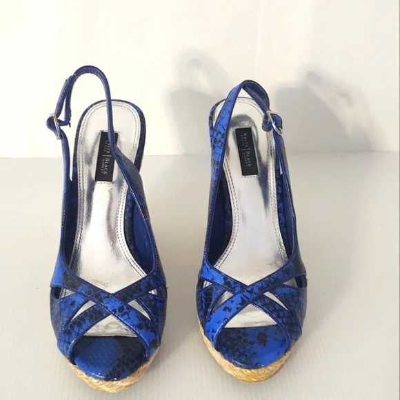 White House Black Market Blue Wedge Sandals size 8