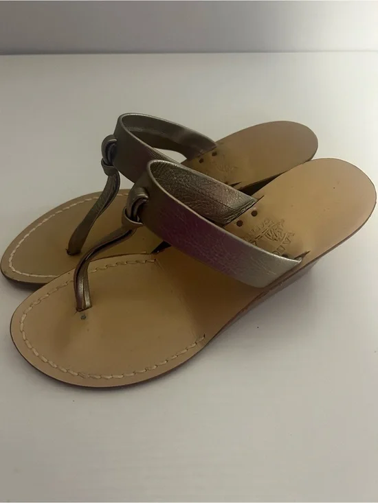 La  Bottega Caprese Italian leather thong wedge sandal