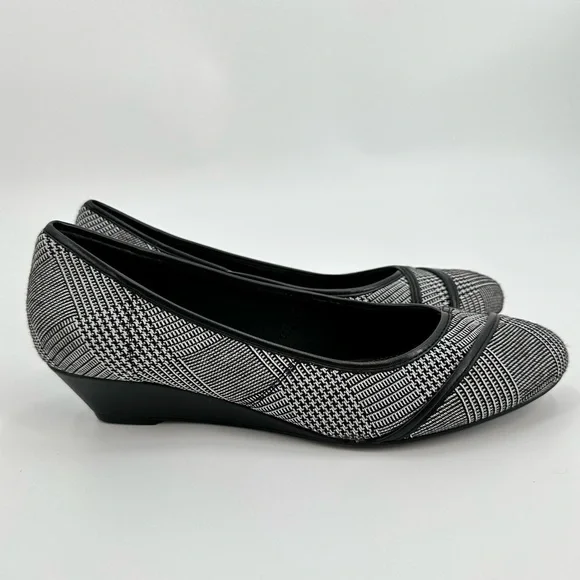 C.P. Company Women’s Robin Black & White Fabric & Patent Comfort Wedges Sz 9.5M