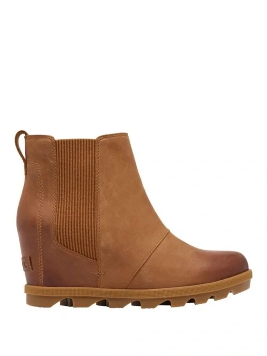 SOREL Joan Rhapsody Camel Tan Waterproof Chelsea Wedge Lug Sole Bootie