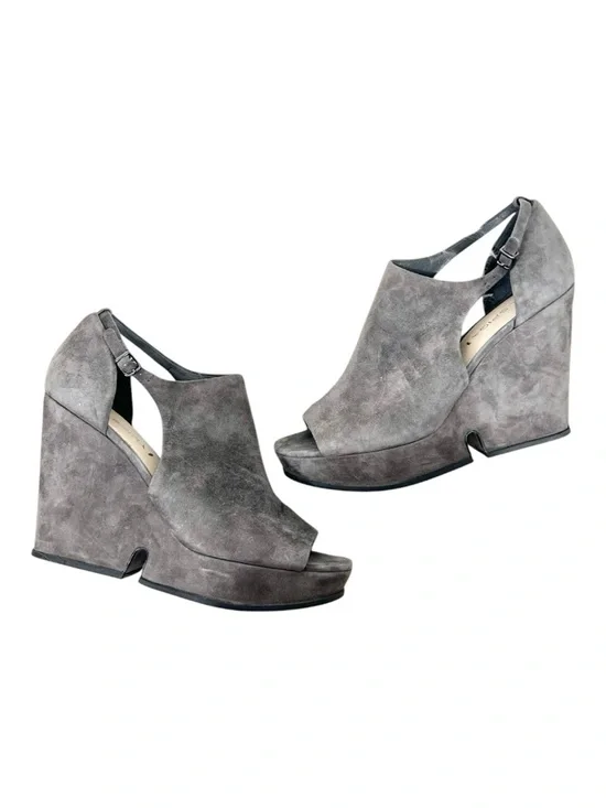 Via Spiga Wren Grey Suede Wedge‎ Sandals Size 9M