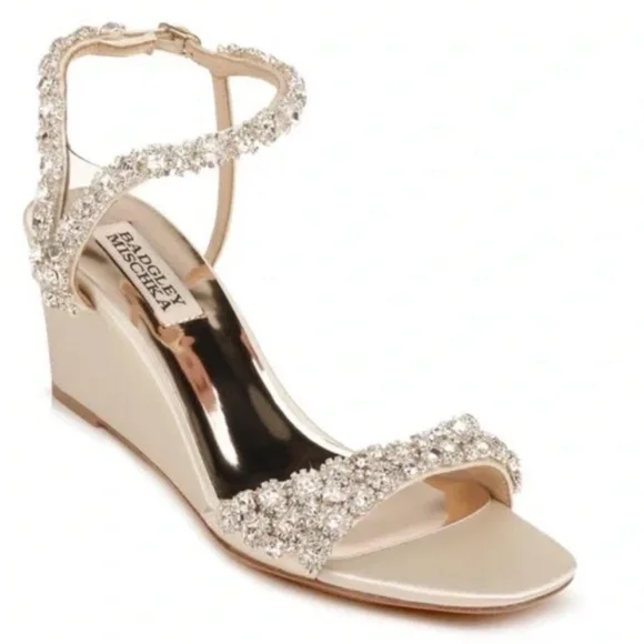 Badgley Mischka Women's Blakely Embellished Wedge Sandals Size 9‎